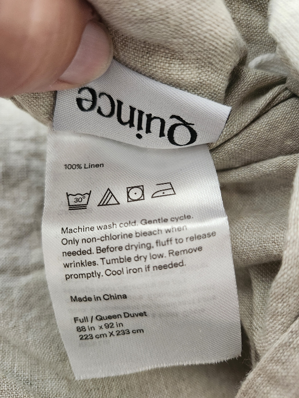 Quince 100% European Linen Duvet Cover Full/Queen Natural Chambray EUC - Picture 6 of 9